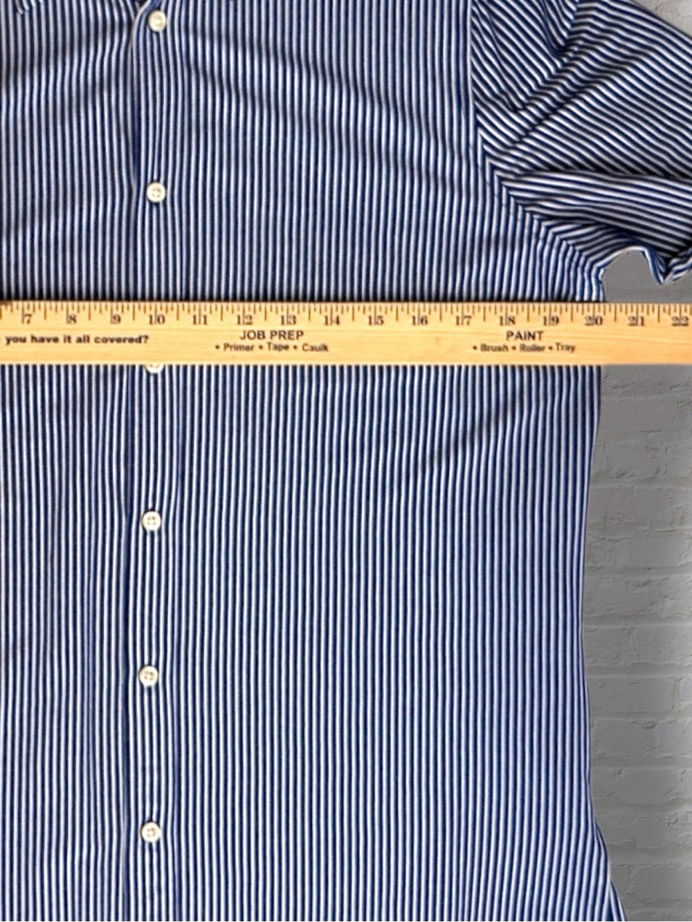 Polo Ralph Lauren Classic Fit Knit Dress Shirt Blue White Stripe Red Pony XL - Picture 14 of 14